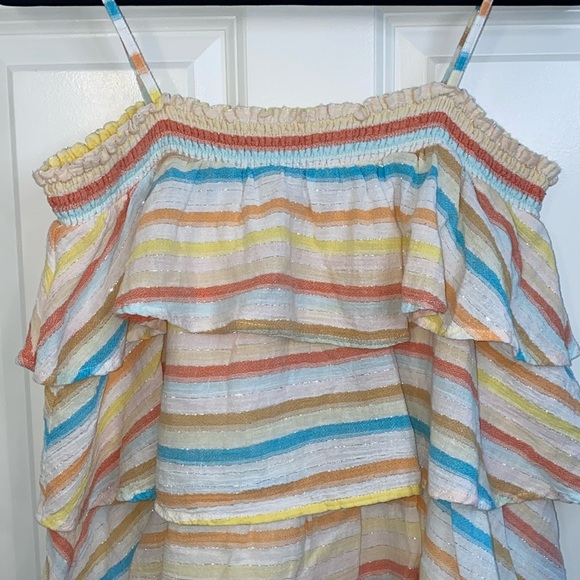 Lovers + Friends, Womens Mini “Liv Dress” Layered Ruffles, Spring Rainbow, Large - Picture 7 of 10